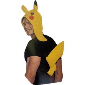 Pokémon Pikachu Halloween Costume Adult Size Hat & Tail Yellow NEW